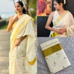Techipoo Embroidery Cotton Saree | The Pearl Cart