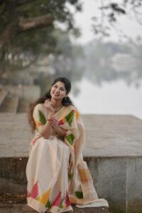 Gopuram Multi Colour Temple Golden Tissue Saree
