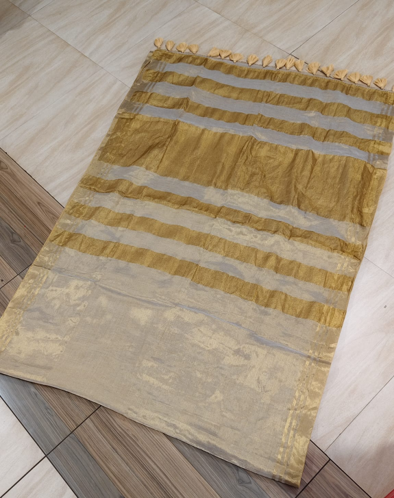 Premium Linen Tissue Gold Saree | The Pearl Cart