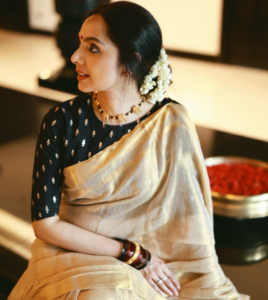 Premium Linen Tissue Gold Saree