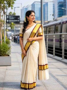 Kokilam - Red and Black border check cotton saree